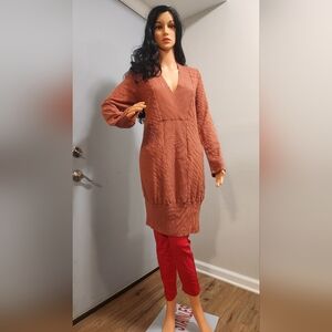 Rust V-Neck Sweater Tunic